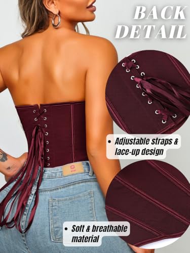Image of ChiaoLezhee Heart Corset Top For Women, Sexy Concert Outfits Going Out, Strapless Crop Top, Overbust Bustier