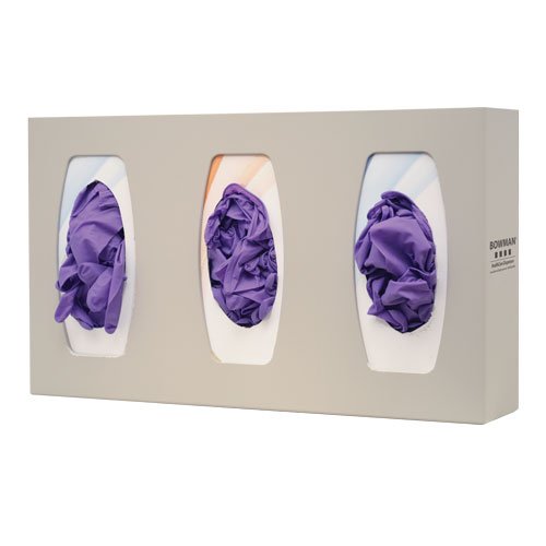 BOWMAN - Glove Box Dispenser - Triple with Dividers 17.08"W x 10.11"H x 4.22"D (4 Pack)