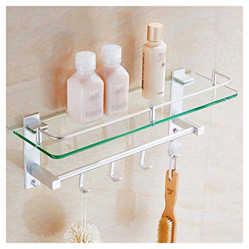 Estante de baño de Vidrio, Estante de Almacenamiento para Ducha montado en la Pared, con Gancho móvil, para balcón de Cocina (tamaño: 25 cm) ()