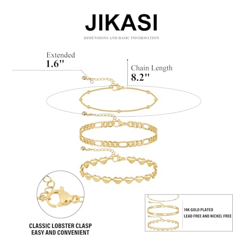 Image of Gold Anklets for Women Waterproof 14k Gold Plated Cuban Link Anklets Non Tarnish Rope Herringbone Ankle Chain Summer Beach Jewelry Gifts for Women