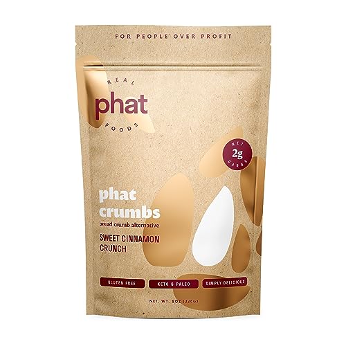 Real Phat Foods Keto Bread Crumbs - Gluten Free, Paleo, Dairy Free, Low Carb, Grain Free, Almond Flour Breadcrumbs 2 Net Carbs - Cinnamon 8 Ounce (Pack of 1)