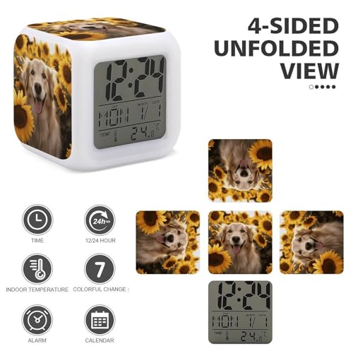 Reloj despertador digital LED multicolor con diseño de perro 4