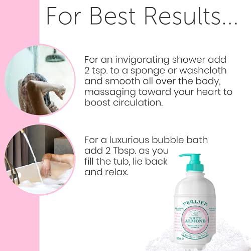 Perlier White Almond Shower & Bath Cream - Nourishing & Soothing Luxury Bath Cream Made with Almond Oil for Deep Moisturization and Hydration (16.9 Fluid Oz.)