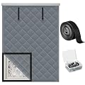 Winter Insulated Window Cover 39in x 63in Thermal Insulated Window Cover 3 Layer Oxford Cloth Cotton Windows Blanket Heavy Duty Windows Insulation Kit for Winter to Keep Warm, Gray