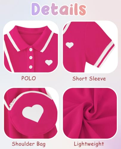 Move Dance Little Girls Sporty Dress 4T 5T Hot Pink Sundress with Bag - image 6