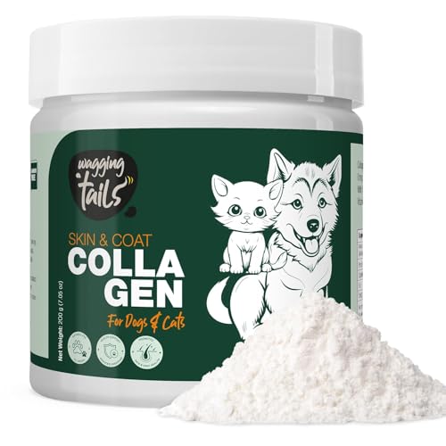 Image of Wagging Tails Skin & Coat Collagen for Dogs & Cats |Marine Collagen with Omega 3, 6 & 9, Biotin|Reduces Shedding & Itching|Shiny Fur & Healthy Skin|200g Powder|Pack of 2