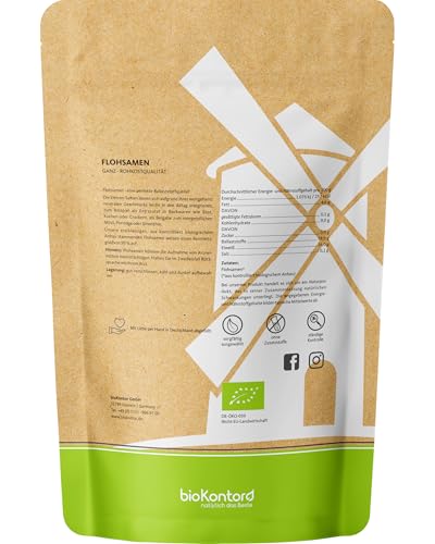 Flohsamen ganz BIO 1000 g I 99% Reinheit I ballaststoffreich I indische Flohsamen 1 kg - bioKontor