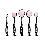 BEZOX New Silicone Makeup Brush Set of 5pcs Pink Oval Toothbrush Makeup Brush Set Cream Contour Concealer Foundation Eyeliner Cosmetics Tool - Acrylic Holder