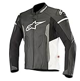 Alpinestars Men's Faster Airflow Leather Street Motorcycle Jacket, Black/White, 50