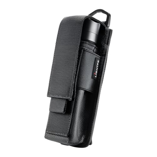 LIGHTFE Flashlight Holster Flashlight Holder Molle Torch Nylon Holster Pouch Suitable for Flashlights with a Maximum Diameter of 4.5CM1.77 inches and a Length of 15CM-20CM6-8 inches Black