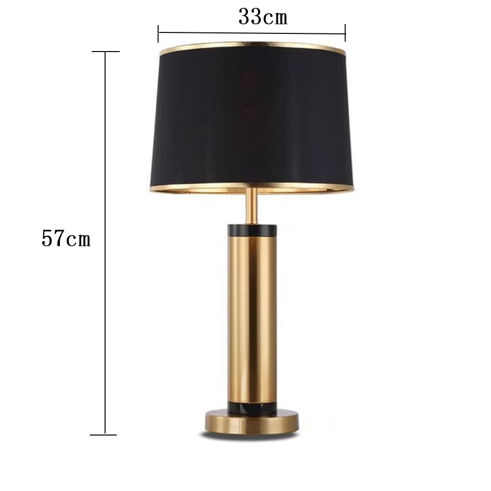 Mengjay Lampa stołowa do salonu, z abażurem, metalowa podstawa lampy, do sypialni, lampka nocna, dekoracyjna lampa stołowa, oprawka E27, wys. 52 cm, nowoczesne wzornictwo w stylu vintage (czarna)