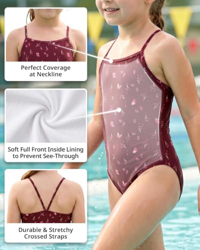 Image of weVSwe Baby Girl Swimsuit One Piece Swimsuit Cute Toddler Girls Sleeveless Bikini Kids 2-10 Years