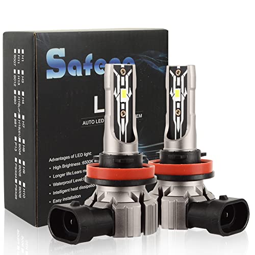 Safego Bombilla H11 LED Coche, 2x 72W 8000LM H8 H9 LED Faros Delanteros Bombillas, Faros Reemplazo de Halógena y Kit Xenón H11, Lámpara Luz 6500K Blanca 12V-24V, Garantía de 1 años Cover