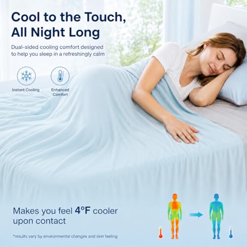 Cozorbt Double-Sided Cooling Comforter Queen Size, Ice Silk Summer Blanket, Smooth No-Stripes, No-Seam, Edge-Free Design, Breathable Lightweight Bed Cover for Hot Sleepers, All-Season Light blue106x90 - image 5