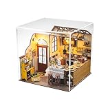 ミニチュアハウスキット ドールハウス 【 ペタのキッチン 】アクリルケース付 立体パズル 手作りキット 木製パズル 英語 インテリア装飾 子供 初心者 大人向け 誕生日 クリスマス プレゼントに最適