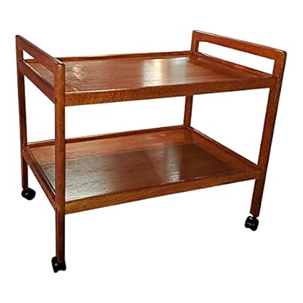 Khezzart Rolling Home Bar Serving Cart - 2-Tier Mobile Kitchen Serving Trolley Carter Rolling Bar with Removable Trays and 4 Wheels - Coffee, Tea, Wine, Whiskey Holder Serving Cart - Brown