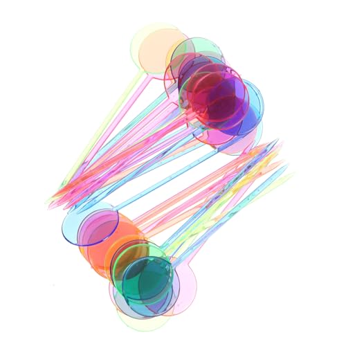 VALICLUD 100個 カラフル果物フォーク 食品グレードプラスチック製 携帯用飾り付きデコレーションピック レストラン パーティー用果実串