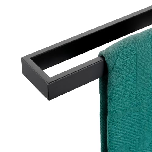 Image of KOKOSIRI Towel Bar Matte Black Bath Towel Holder 16-Inch Kitchen Rack Stainless Steel for Bathroom Hardware Wall Mounted, 1 Pack B4008BK-L16