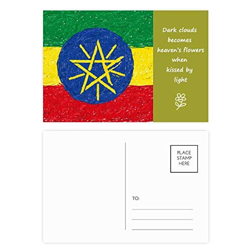 Carte postale drapeau Éthiopie pour vos mots de remerciement en couleur