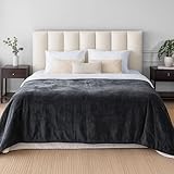 Dreamzie - wasserdichte Decke 218x228 cm - Hundedecke Sofa und Bett - Reversible Decke Wasserdicht aus Sherpa-Fleece - Waschbar - Dunkelgrau