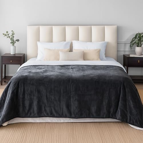 Dreamzie - wasserdichte Decke 218x228 cm - Hundedecke Sofa und Bett - Reversible Decke Wasserdicht aus Sherpa-Fleece - Waschbar - Dunkelgrau
