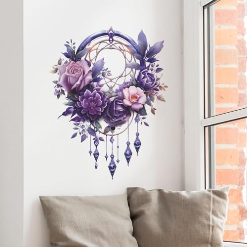 Vinilo Decorativo Atrapasueños Floral Morado 23.6x15.7 pulg miniatura 4