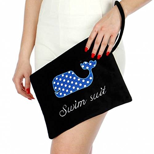 Knitting Factory Water Proof Wet Bikini Bag Selection (Black Whale)