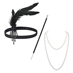 MIVAIUN Set di Accessori Anni '20 in 3 Pezzi Gatsby Fascia Flapper Comprendente Fasce per Capelli Collane Accessori per Feste e Balli di Fine Anno Accessori per Costumi (Set di 3 pezzi)