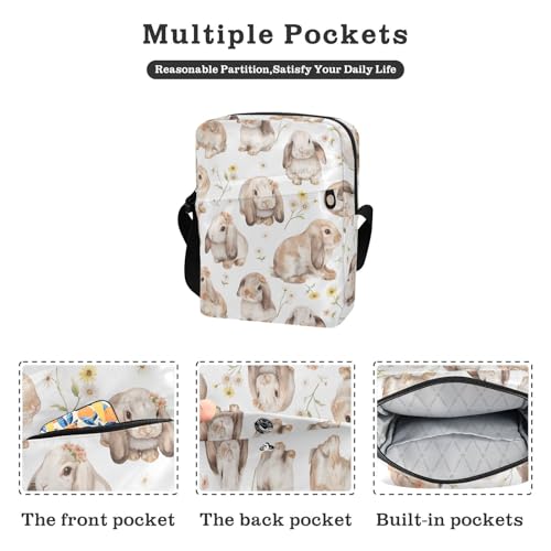 KLL Simple Watercolor Rabbits messenger bags for women Vegan Leather cross body bag men Casual Shoulder Hand Bags2