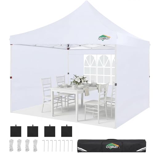 Image of COBIZI 10x20 Pop up Canopy Tent for Parties, Carry Bag,6 Walls,4 Sandbags