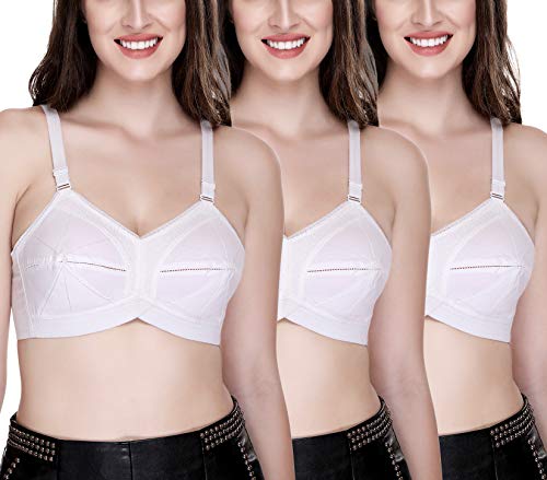 Image of SONA Women's Cotton Full Coverage Wire Free Non Padded Elastic Straps Bra | Breathable Fabric Pure Cotton Adjustable Straps Perfect Fit All-Day Wear