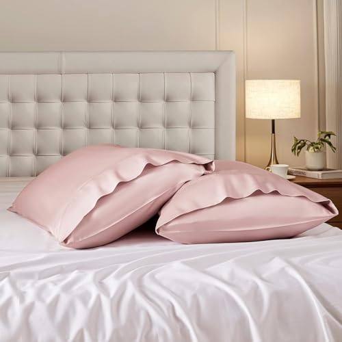 Image of Mush Bamboo Pillow Cover Set of 2 | 100% Bamboo Pillow Cover for Hair and Skin | 250 TC | Breathable, Silky Soft and Envelope Pillowcases | 17 inchx27 inch (250 TC, Lavender Haze)