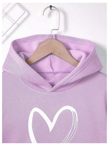 Floerns Girl's Hearts Print Long Sleeve Hooded Neck Pullovers Hoodie Sweatshirts3