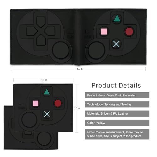 Image of Game Controller Wallets For 6-8 /8-10 /9-12 /12-14 Boys,Kids,Teen Bifold Wallet Multiple Card Slots and Coin Pocket Gamepad Silicone And PU Leather Surface Video Game Kids Wallet in Black