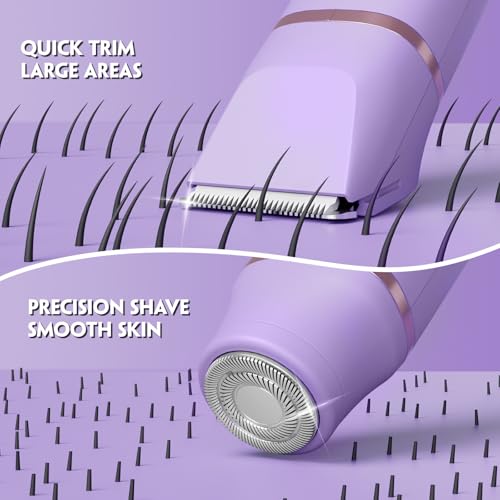 Image of Bikini Trimmer for Women, Tiovara Electric Razor for Private Area, Painless Pubic Hair Trimmer with Charging Dock, IPX7 Waterproof Wet & Dry Lady Shaver for Leg Underarm Arm Body, Gift for Her