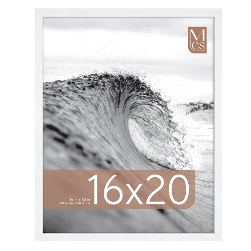 MCS Foundation 16x20 Poster Frame Traditional White, Vertical & Horizontal Wall Hanging Large Picture Frame for Photos, Posters & Art Prints (1-Pack)