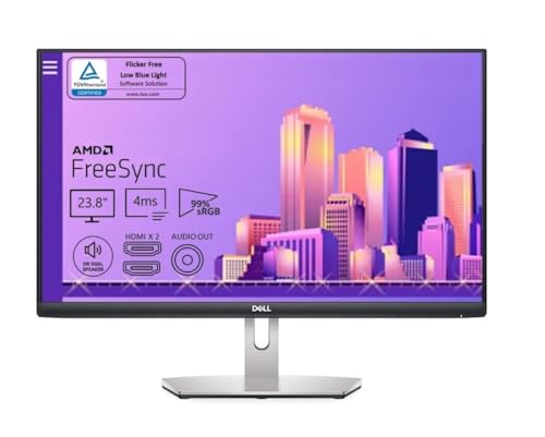 Dell S2421HM (60.4 cm) FHD 1920×1080 @75Hz, Speaker, Ultra Thin Bezel, Premium IPS: 250 Nits & 99% sRGB, Resp. Time: Upto 4ms, AMD Free Sync, Blue Light Hardware Filter, Flicker Free