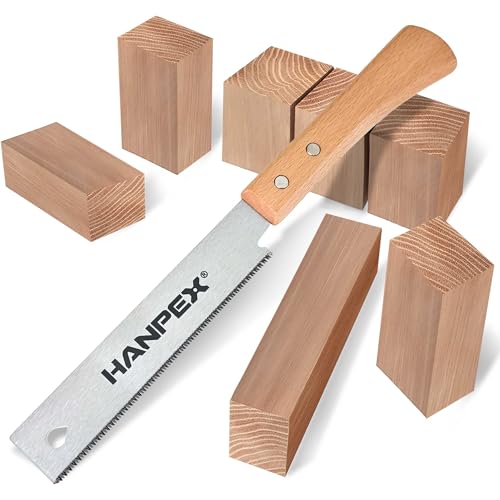 Hanpex 6-Inch Japanese Hand Saw, SK5 Pull Saw, Flexible Blade Flush Cut Woodworking Handsaw for Woodworking, DIY and Other Small Projects