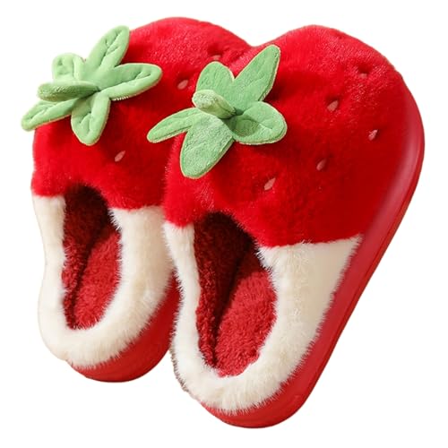 Strawberry fruit slippers for both men and women at home, plush anti slip and warm slippers