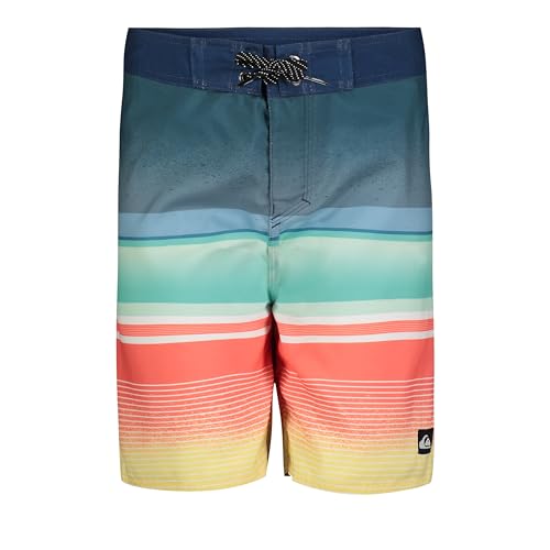 Quiksilver Boardshorts für Jungen mit UPF 50+ Sonnenschutz, schnell trocknende Badeshorts, Marineblau gestreift, 8