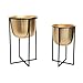 Produktbild Bloomingville Metallständer in Schwarz mit goldfarbenem Finish, Set mit 2 Blumentöpfen, Schwarz und Gold, 2 Stück