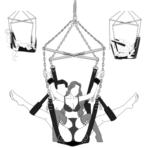 Sex Schaukel, Liebesschaukel für Erwachsene – Liebesschaukeln für Die Decke Sexspielzeug für Paare Verstellbares BDSM Kit mit Bequem Gepolstertem und Stabilem Stahlrahmen, Hält bis zu 360 kg