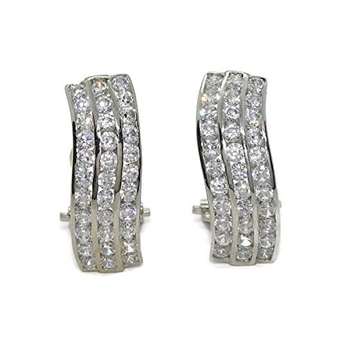 Boucles d'oreilles or blanc 18 carats et zircons | Bijoux élégants pour femme