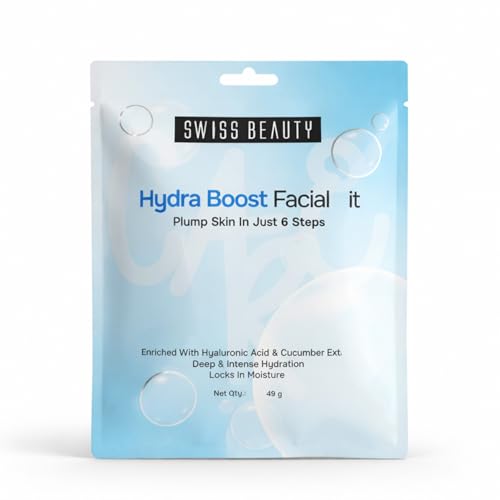 Image of Swiss Beauty Care Hydro Boost Facial Kit | Plump Skin In 6 Steps | With Hyaluronic Acid & Cucumber Extract | Deeply Hydrates & Nourishes | 49g
