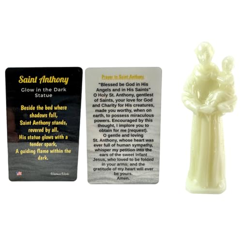 Estatua mini St Anthony que brilla en la oscuridad miniatura 3