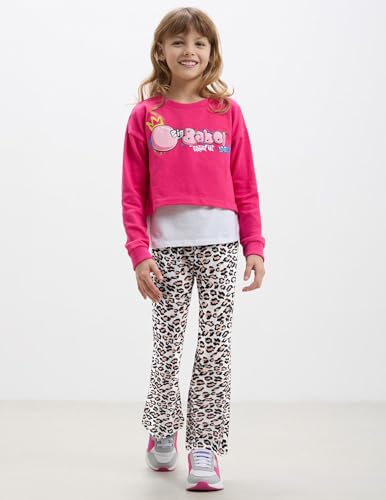 Arshiner Girls Print Flare Leggings Kids Elastic High Waisted Bell Bottoms Yoga Pants with Pockets2