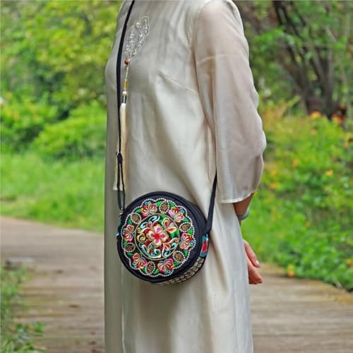 Embroidered Mini Messenger Bag Small Hanfu Ethnic Style Coin & Key Pouch For Mobile Phones(Peacock)3