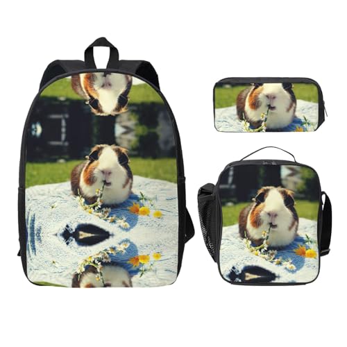 Mochila escolar ligera con conejillos de indias pack de 3 piezas para llevar libros limpios