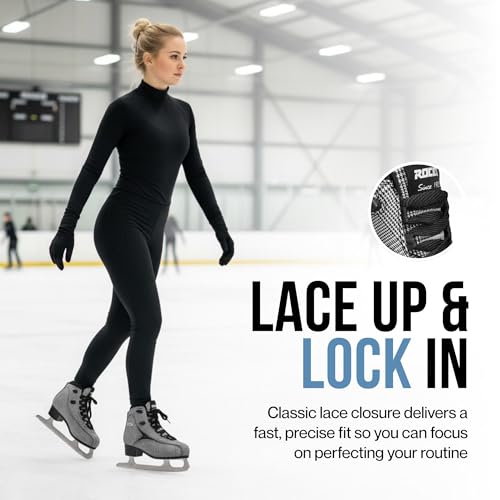 Roces Brit’s Women’s Ice Skates – Reinforced Synthetic Upper, Anatomic Padded Footbed & Stainless Steel Blade, Italian Figure Skates for Comfort & Performance, Modern Design - Check Black/White/Silver - image 4