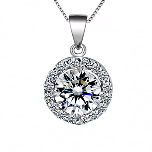 Collier argent 925 femme avec pendentif cercle strass brillant et chaîne fine